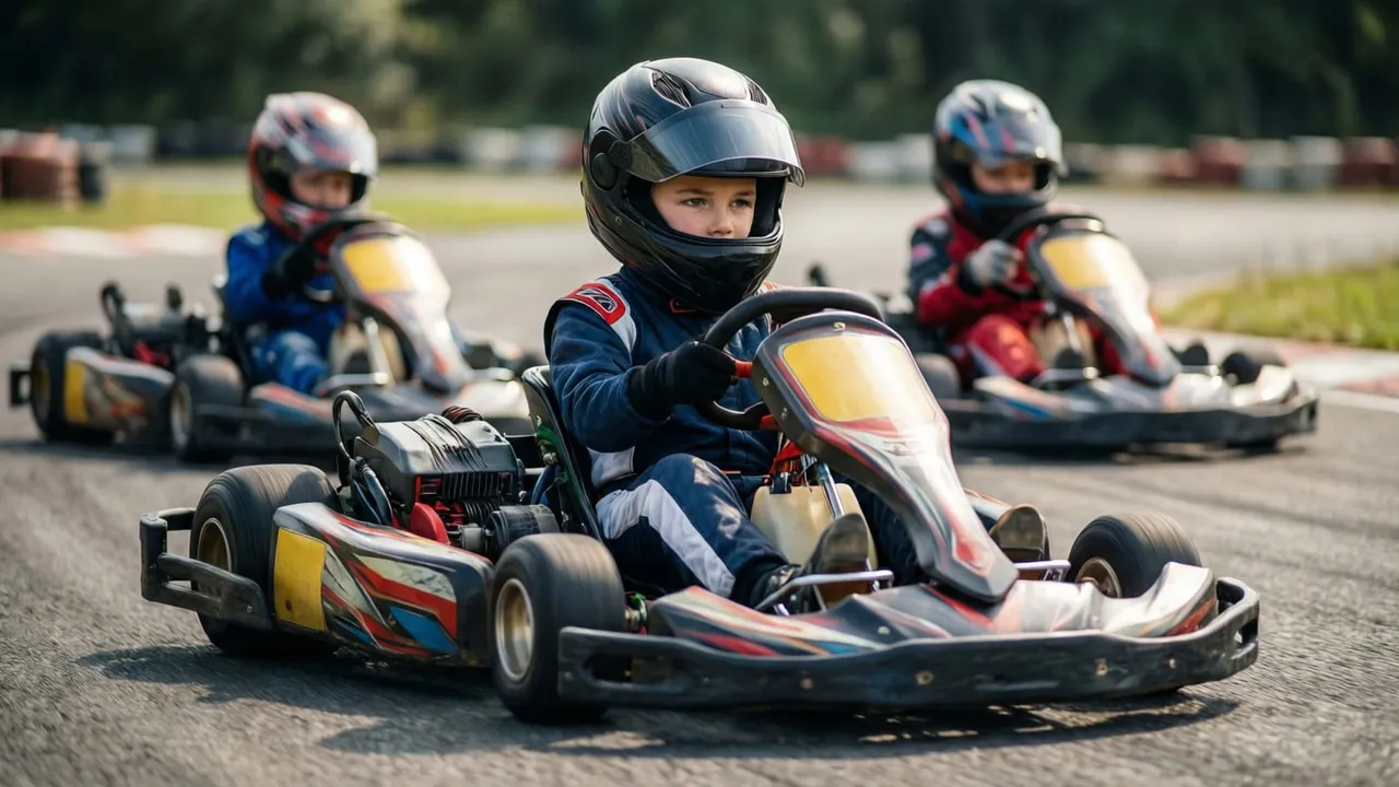 Kart de competição infantil em pista de treinamento, primeiro degrau do caminho até a Fórmula 1