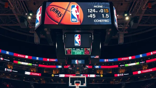 Quadra de basquete NBA vazia representando a estrutura financeira da liga